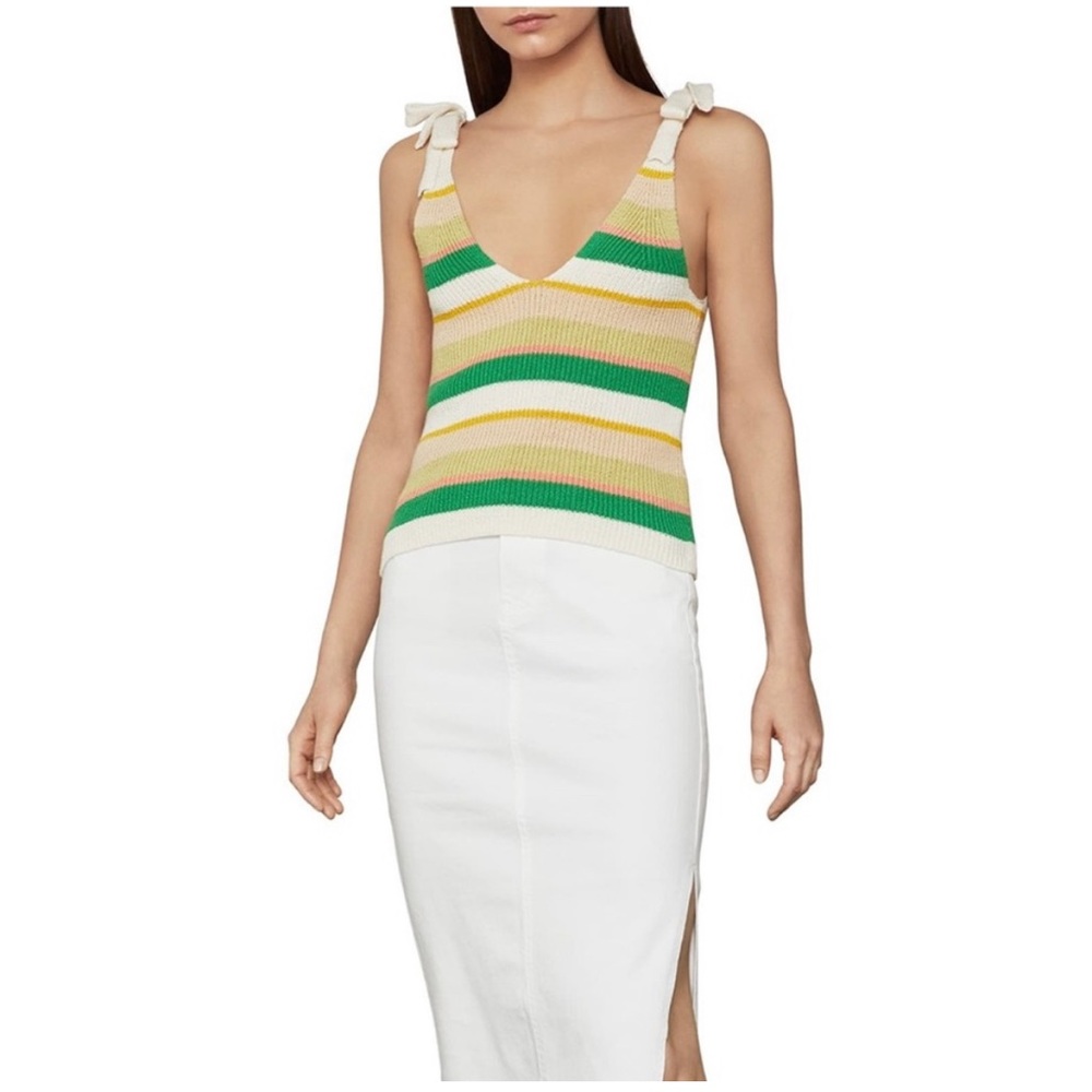 BCBGMAXAZRIA ribbed bow tie tank small